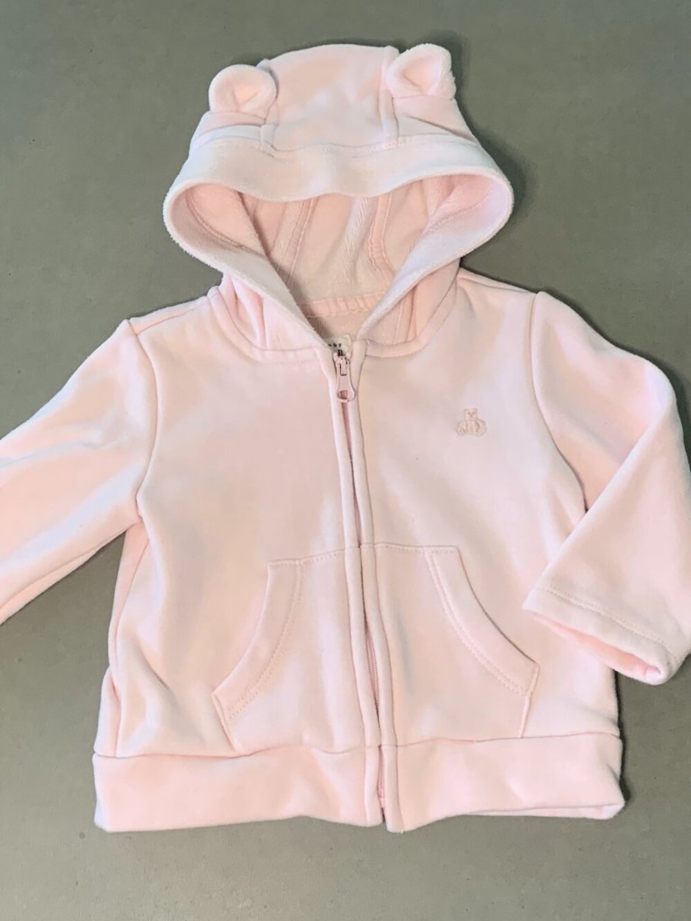 Baby Gap Pink Bear Ear Zip Hoodie 6–12 Months